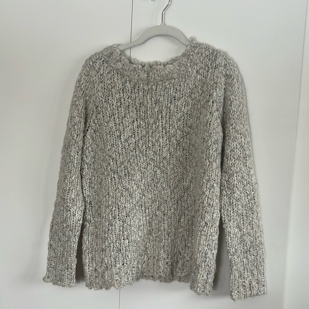 Metallic Open-Weave Sweater